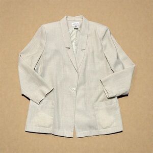 Allison Daly Vintage Button Front Blazer in Cream/Lt Tan Size 14